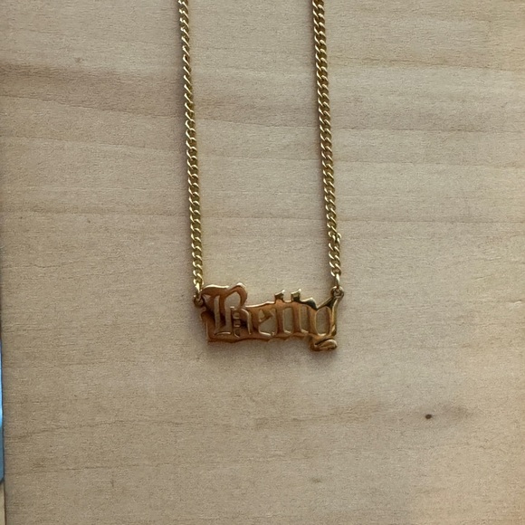 Betty Nameplate Necklace – Gold or Silver Old English Script - Picture 5 of 6